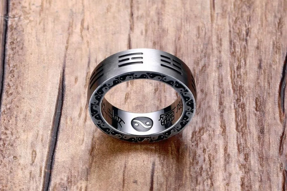 Mens Rings Stainless Steel Creative Chinese Style Taoist Tai Chi Bagua Symbol Ring Men Fashion Jewelry  Accessories Anel Aneis Masculinos 17