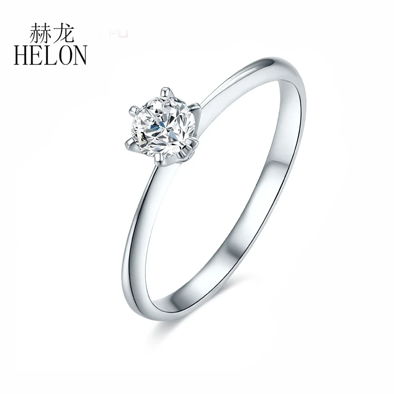 Кольцо HELON 0.5CT Moissanite Solid 14K белое золото VVS/DEF цвет с подлинным муассанитом алмазное обручальное кольцо ювелирные изделия