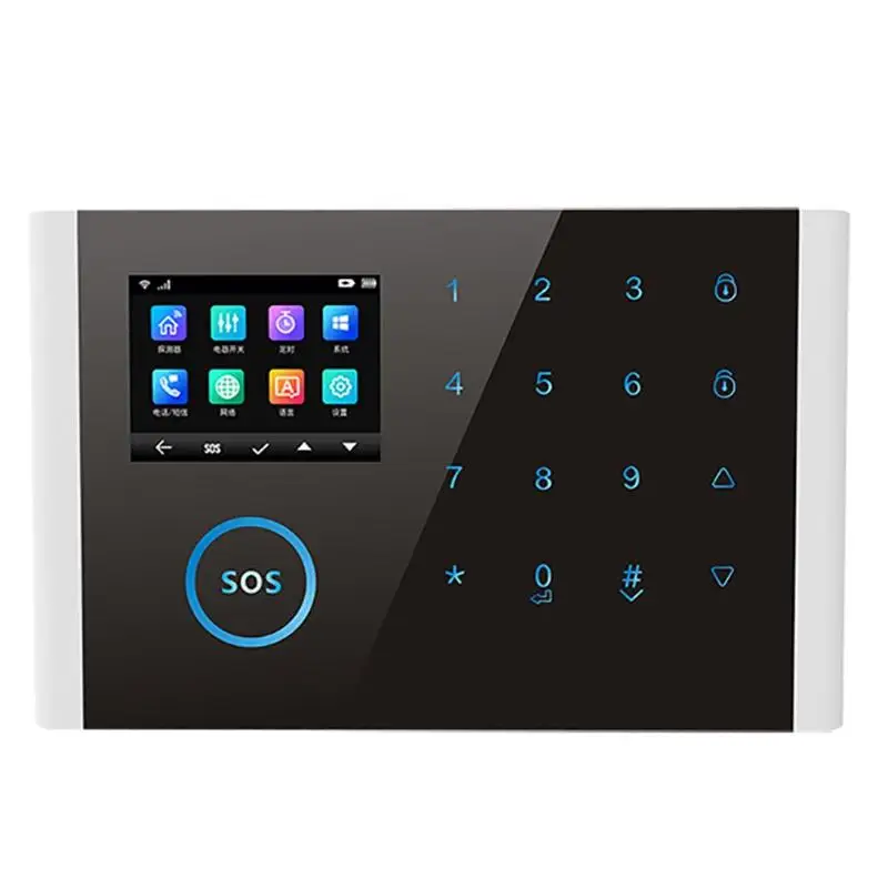 

WIFI GSM Home Burglar Alarm System Touch Keyboard Wireless Anti-pet IR Detector Net Weight 500g Gross Weight 600g 241*141*75mm