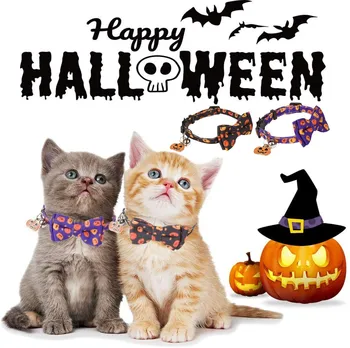 

Collar Pumpkin Print Kitty Collar with Removable Bowtie Cat Bow tie Collar Cat Collars & Leads Pet accessories The cat tie