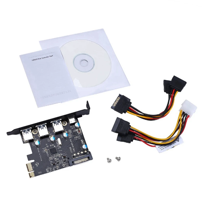 Высокоскоростная 4 порта s PCI-E Плата расширения 3xusb 3 0/адаптер Type-C с 15-контактным