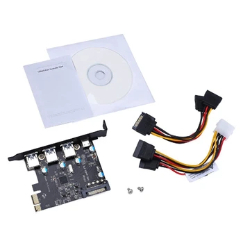 

High Speed 4 Ports PCI-E Expansion Card 3XUSB 3.0/Type-C Port Adapter Card with 15-Pin Power Connector for PC