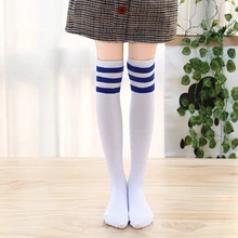 

7-12 years old spring and summer thin children's three-bar mesh medium stockings student over-knee cotton pile pile socks breath
