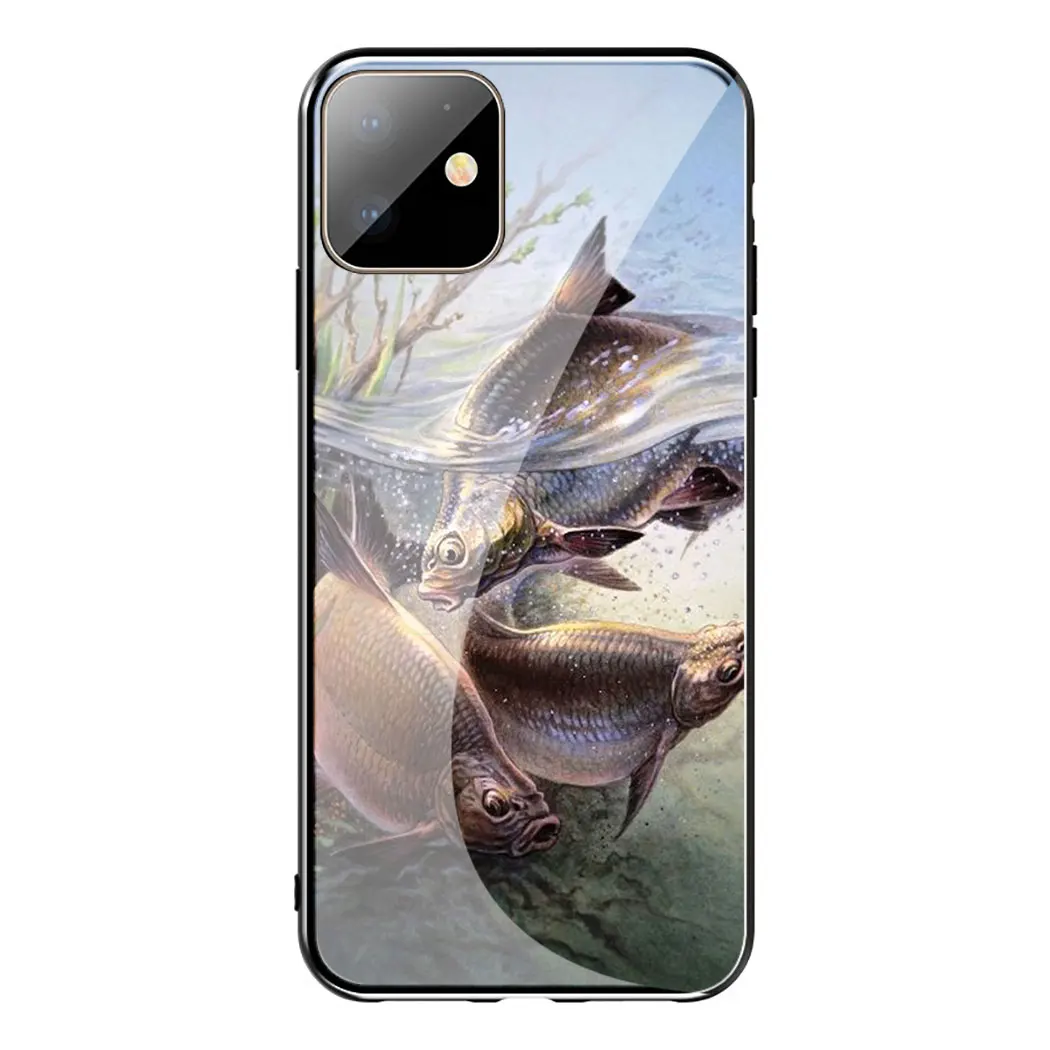 TG4 Панель с рисунком форели, чехол из закаленного стекла для телефона Apple iPhone 11 Pro XS Max XR X 8 7 6S Plus 5S SE - Цвет: TG4