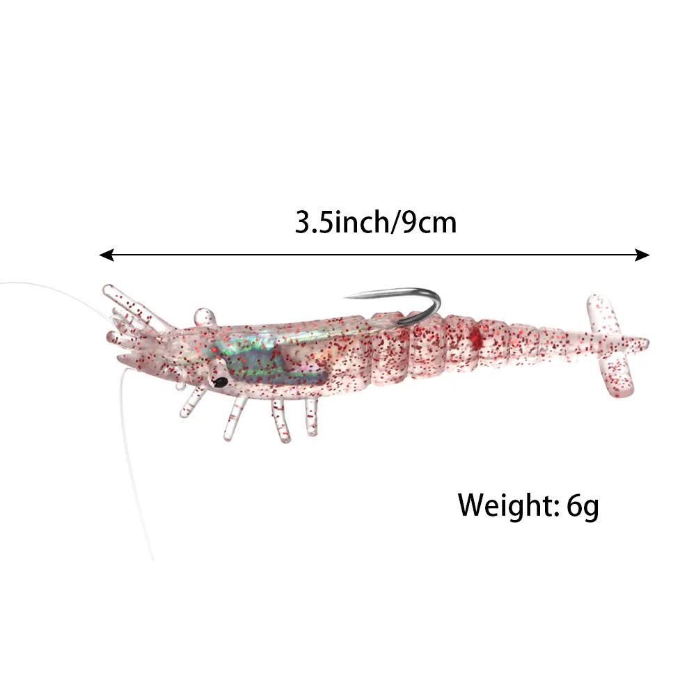 9cm 10g Fake Baits with Hook Soft Shrimp Simulation Lure Fishy Smell Artificial Baits Durable Life-like Swimbait Fishing Tackle