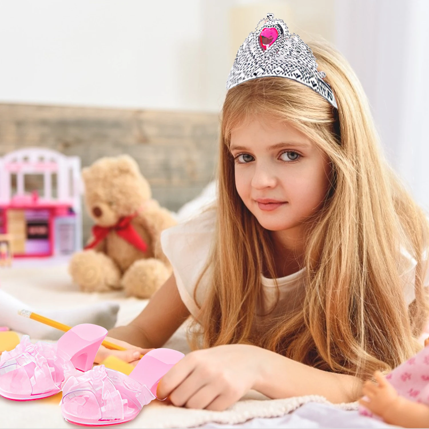 Princess Jewelry Decorate Necklace Earrings Shoes Pretend Play Sets For Birthday Girls Dress Up Birthday Gift Toy