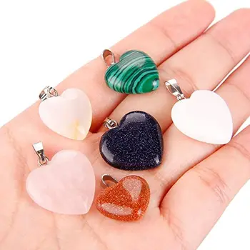 

20Pcs Heart Shape Healing Crystal Chakra Quartz Stone Multicolor Gemstone Pendants DIY Necklace Earring Jewelry Making