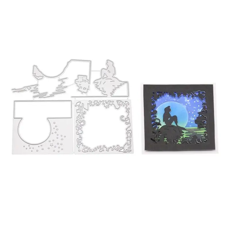 Girl Moon Star Die Cut Night Sky Metal Cutting Dies Stencil Scrapbooking Embossing New Christmas Craft Stamps And Dies