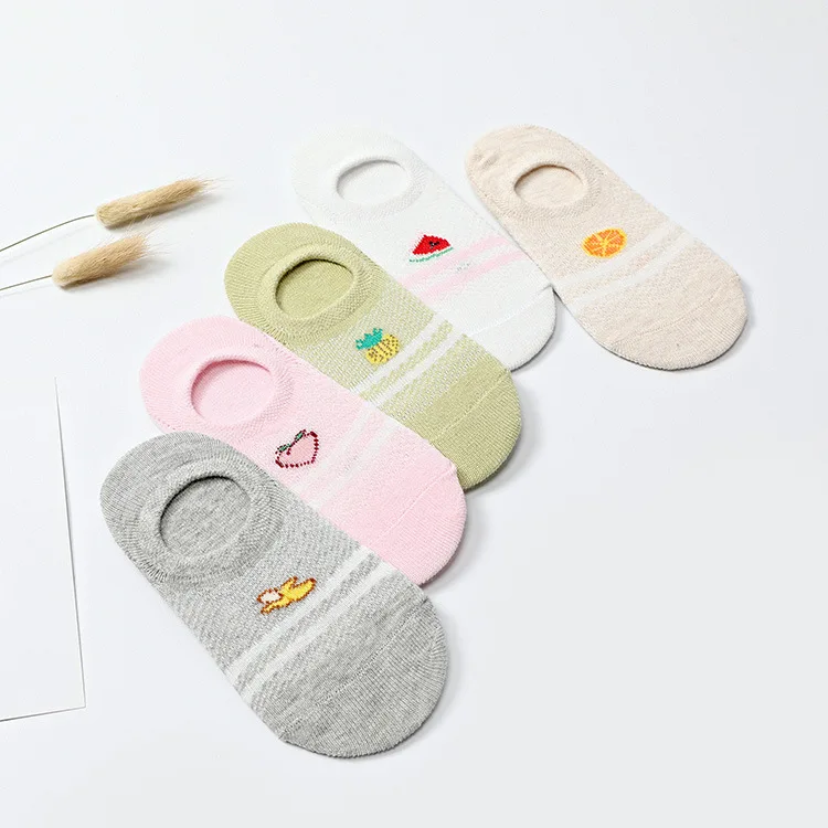 

Summer New Style Children Cotton Thin Mesh Low-Cut No-show Socks Fruit-BOY'S Girls Anti-slip Silica Gel Cotton Socks