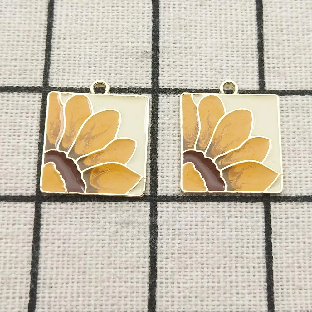10pcs Enamel Flower Charm For Jewelry Making Earring Pendant Bracelet