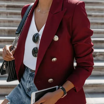 

Fashion All-match Slim Chic Coat Button Turn Down Collar Long Sleeve Hot Sell Female Coat Autumn Winter Clothing