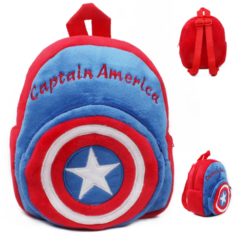 Розовый школьный рюкзак для девочек с мультяшным дизайном, милый плюшевый рюкзак с Микки и Минни для детей - Цвет: Captain America