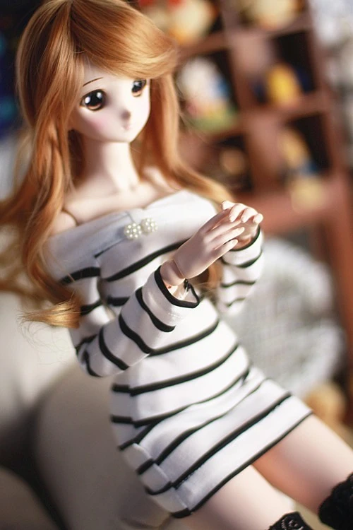 

G10-X030 children toy BJD DD SD MSD 65cm 1/3 1/4 1/6 doll's props Accessoriess clothes Long striped T-shirt dress 1pcs