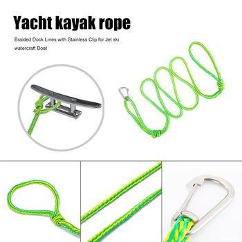 

Heavy Duty Dock Line Rope with 316 Stainless Steel Clips Braided PE Marine for PWC Outdoor Boat Sea Playing Decor