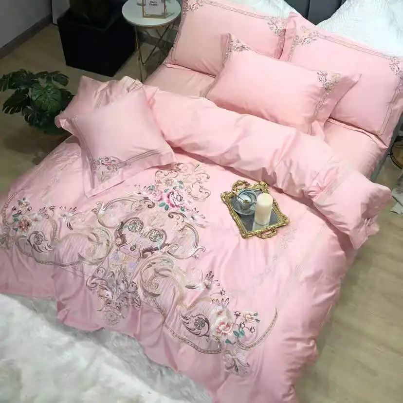 

Luxury 4pcs High Quality 100% Cotton Bedding Set Solid Duvet Cover Set 1 Quilt Cover + 1 Flat Sheet + 2 Pillowcases Queen King