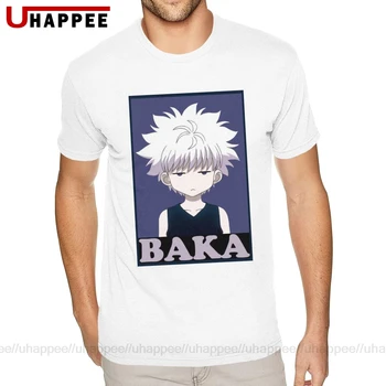 

Yellow Hunter X Hunter Killua Zoldyck Baka Tee Shirt for Men Plus Size Short Sleeves White Crew Tee Shirt