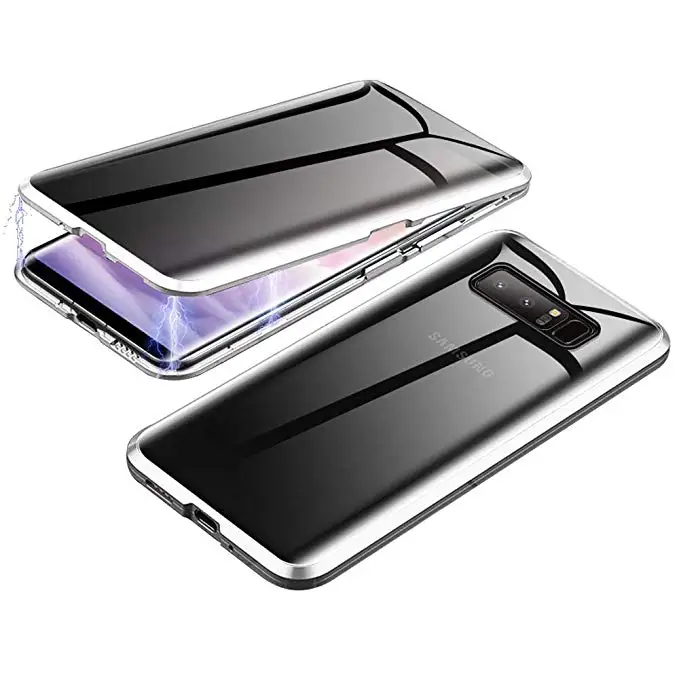 Магнитный чехол из закаленного стекла для samsung Galaxy S10 S10e S9 S8 Plus Note 10 Pro A50 A70, магнитный металлический бампер - Цвет: Silver
