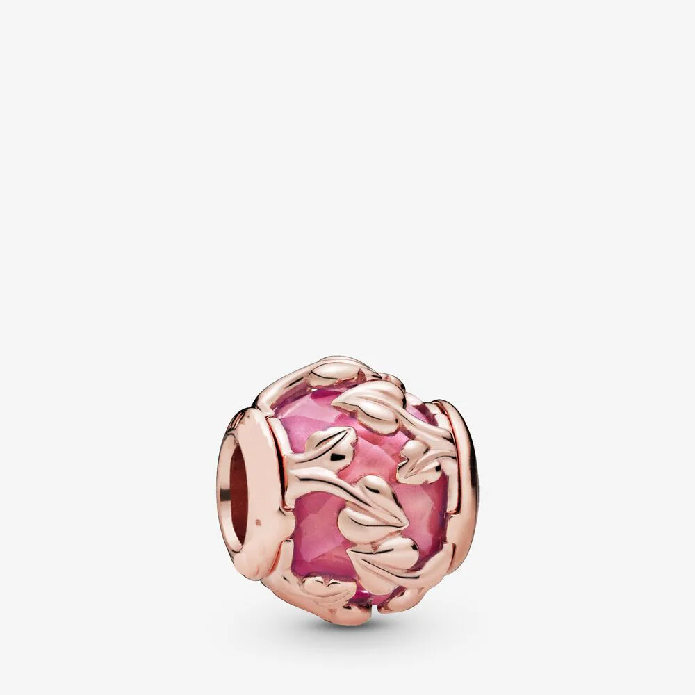 

2020 HOT 100% 925 Sterling Silver Pink Decorative Leaves Charm Sterling Silver fit Original Pandora Bracelets Women Jewelry