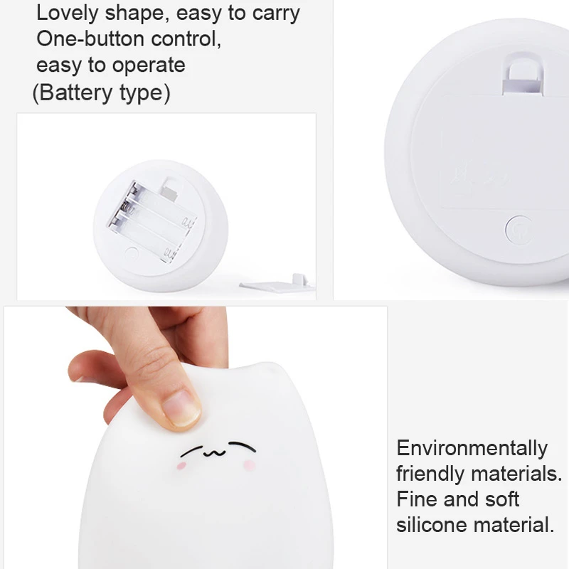  LED Night lamp decorate desk light battery dream cute cat 7 colourful holiday creative rechargable 