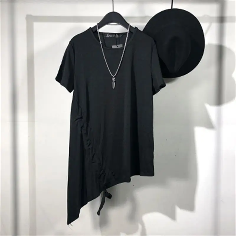 

Men's Short Sleeve T-Shirt Summer New Pure Color Classic Simple Comfortable Breathable Irregular Hem Leisure Large Half Sleeve