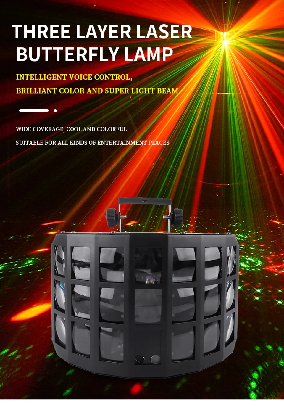 Three Layer LED Butterfly Light RGB Beam Laser Pattern Light Led DJ Stage Butter