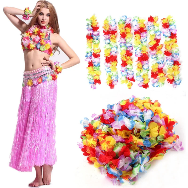 50pcs 50 шт. Гавайские вечерние гирлянды с цветочным узором, Декор для дома, дверной венок, hawai decoracion, вечерние Гавайские цветы - Цвет: 50pcs