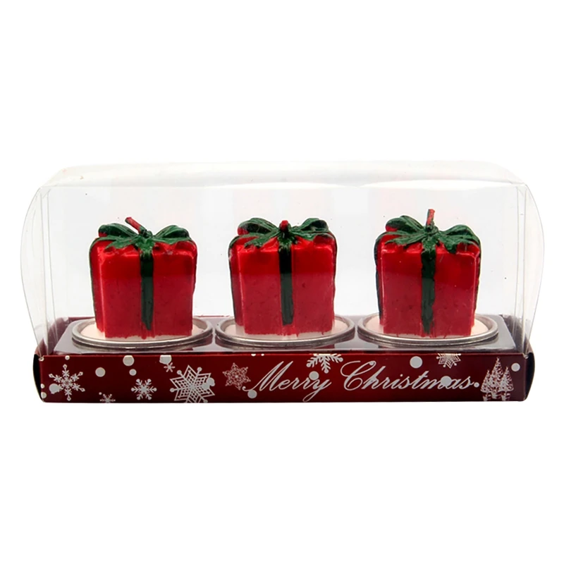 D 3PCS/set Christmas Party Decorations For Holiday Celebration Supplies Santa Snowman Pine Cone Candles - Цвет: D