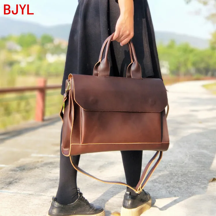 Laptop Bag Leather Briefcase File Information Bag Business Shoulder Bag Women Handbags ladies business A4 file briefcase 14 inch laptop bag female leather shoulder messenger bag travel bags