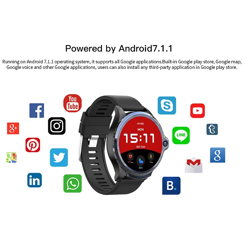 Kospet [Face Unlock]Dual Chip System 3G+32G 4G Smart Watch Phone Dual Cameras 1260MAh 1.6Inch Smart Watch