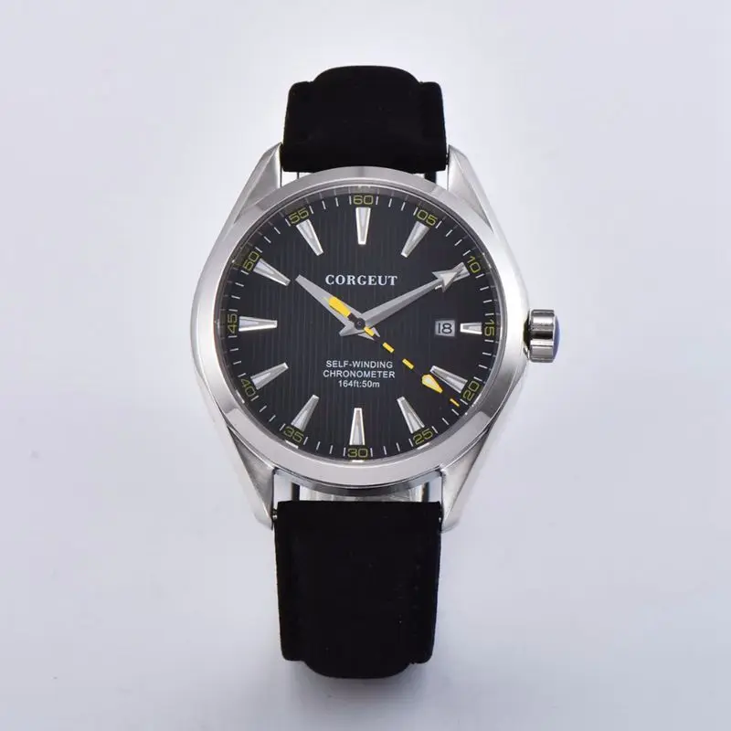 black dial 2 Роскошные автоматические механические мужские наручные часы Corgeut, сапфировые водонепроницаемые спортивные повседневные мужские часы 3021B - Цвет: black dial 2