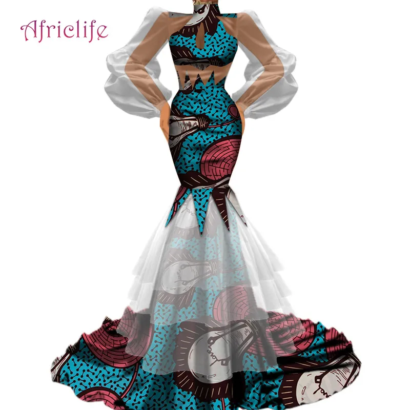 Дизайн, женская элегантная облегающая юбка-пачка высокого качества, тюль, марля, пэчворк, африканская ткань, Свадебная вечеринка, юбка, платья, WY4720 - Цвет: 6