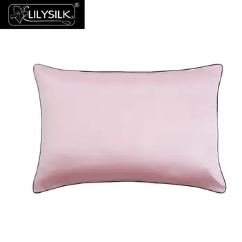 

LilySilk Pillowcase Pure Silk 100 With Piping for Hair Zipper 19 momme Luxury Terse 30x50cm Light Plum 1 piece Home Textile