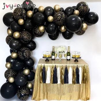 

101pcs Black Gold Metallic Balloons Garland Arch New Year’s Eve balloon Backdrop Wedding Birthday Christmas Party Decorations