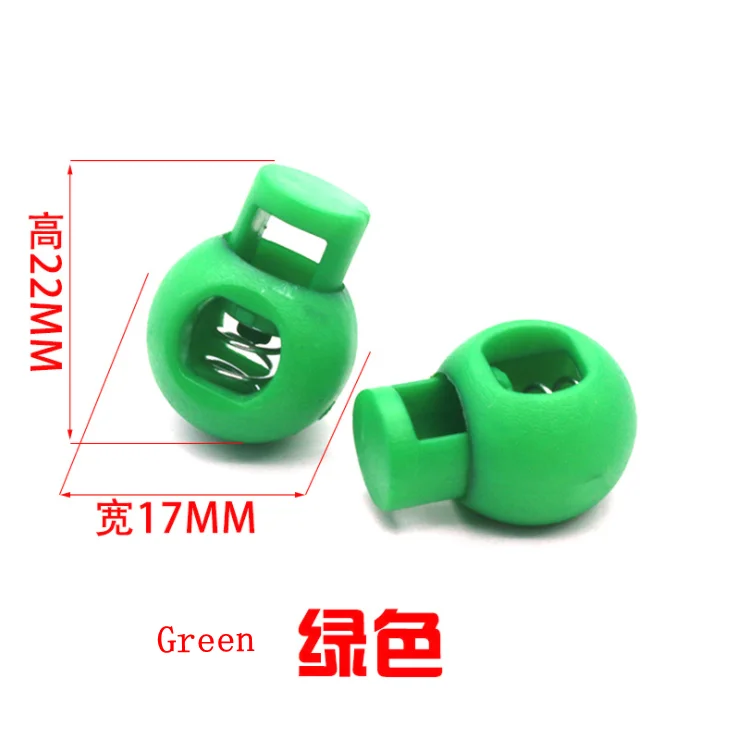 Green 100 шт./лот, 25 цветов, пластиковый цветной круглый фиксатор шнура, пружинный фиксатор для 8 мм банджи, амортизирующий шнур, K-355 - Цвет: Green