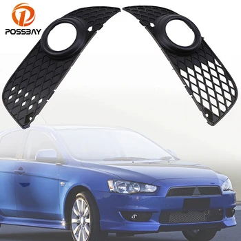 

POSSBAY Fog Light Cover for Mitsubishi Lancer 2008-2014 Hood Mesh Grille Black Front Lower Side Bumper Fog Light Grille