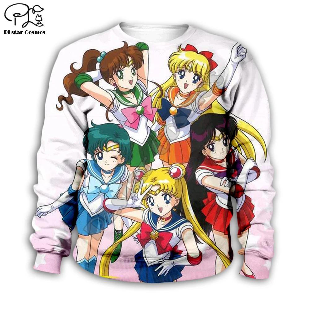 Children Kid baby girl clothing Sailor Moon 3D Hoodies cartoon print daughter Sweatshirt tshirt toddler zipper hooded pullover