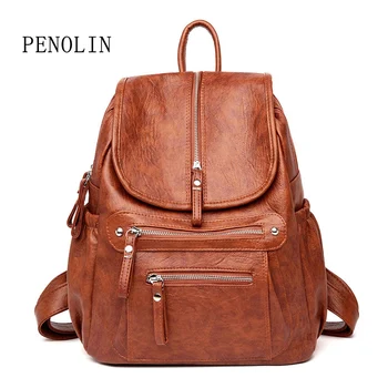 

Vintage Backpack Female Brand PU Leather Women's Backpack Black Large Capacity School Bag for Girls Shoulder Bags for Women 2019