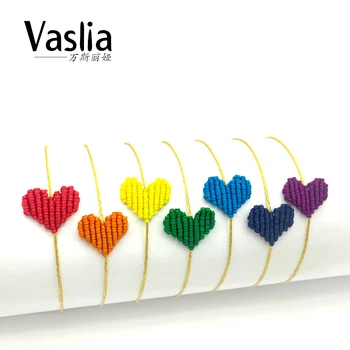 

VISALIA heart shaped love lucky rainbow braided bracelet simple trendy ladies thread handmade jewelry best gift summer charm new