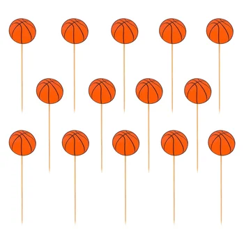 

30Pcs Themed Party Cake Toppers Decorative Basketball Shape Cake Insert (Orange)