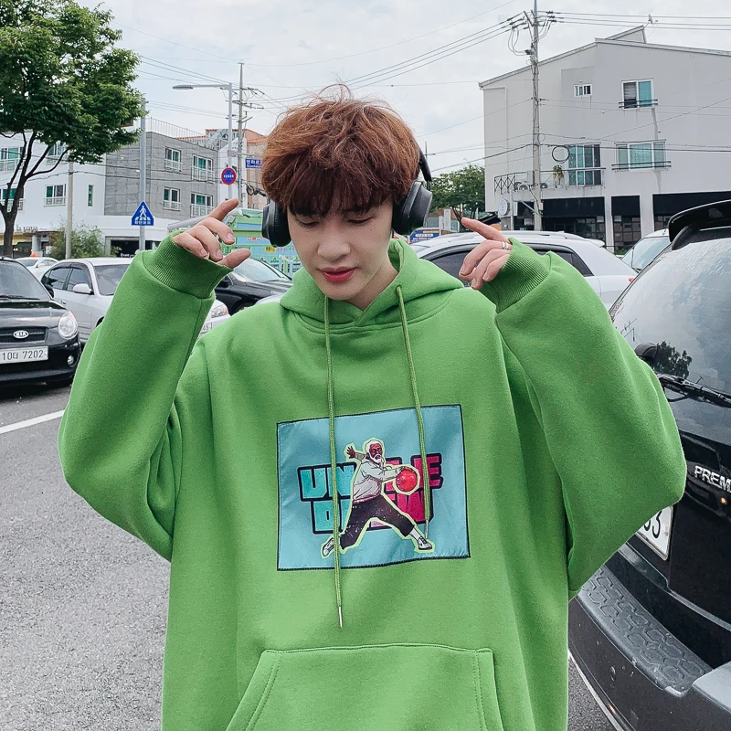 

Autumn New Thick Hoodies Men Fashion Cartoon Printing Casual Hooded Sweatshirt Men Streetwear Loose Hip Hop Hoodie Male Hoody