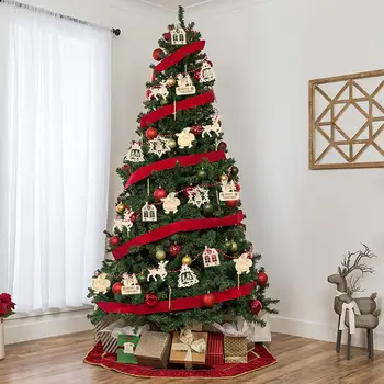 

60pcs Wooden Christmas Tree Toys Articles For Chirstmas Hanging Ornaments Decor For Home Party New Year Noel Decoration Ornament