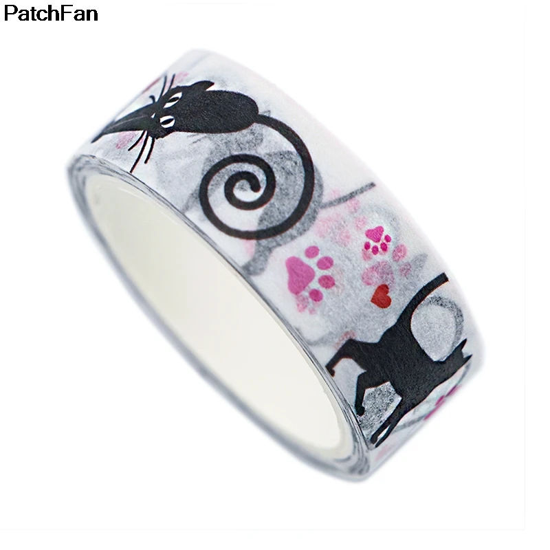 Patchfan Мультфильм Черный кот Забавный DIY Скрапбукинг липкий клей Васи бумага маскирующая лента печатные узоры наклейки Наклейка A2592