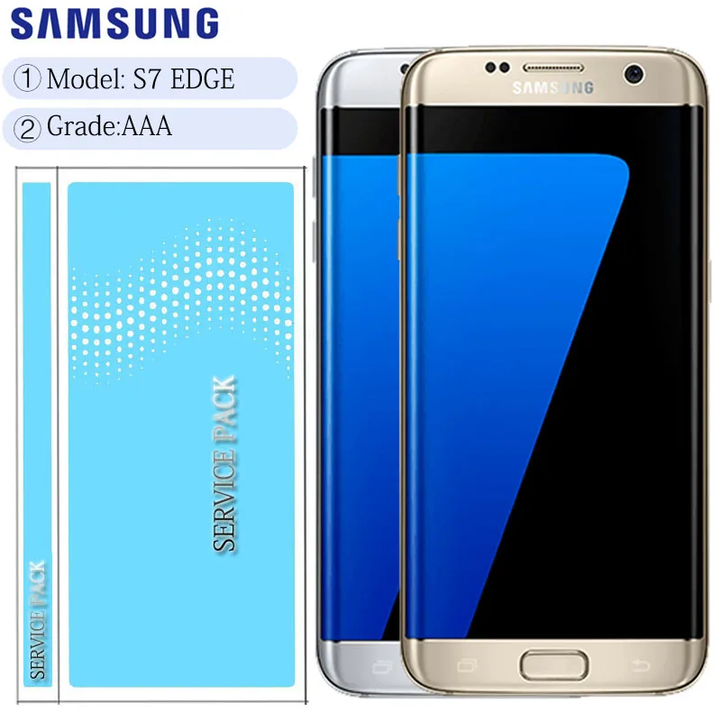 ЖК дисплей Super AMOLED для SAMSUNG Galaxy S7 Edge сенсорный экран с дигитайзером в сборе и