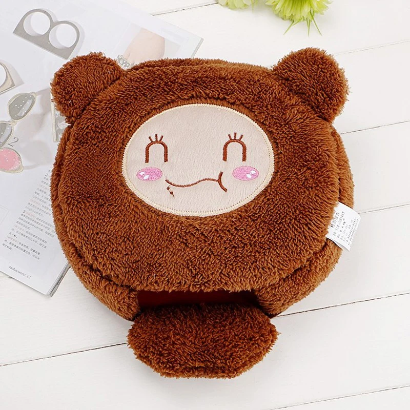 Brown Мультяшный ручной подогреватель для рук USB Электрический нагреватель плюшевая подушка моющаяся Взрывозащищенная ручная Подушка перезаряжаемая пальчиковые руки - Цвет: Brown
