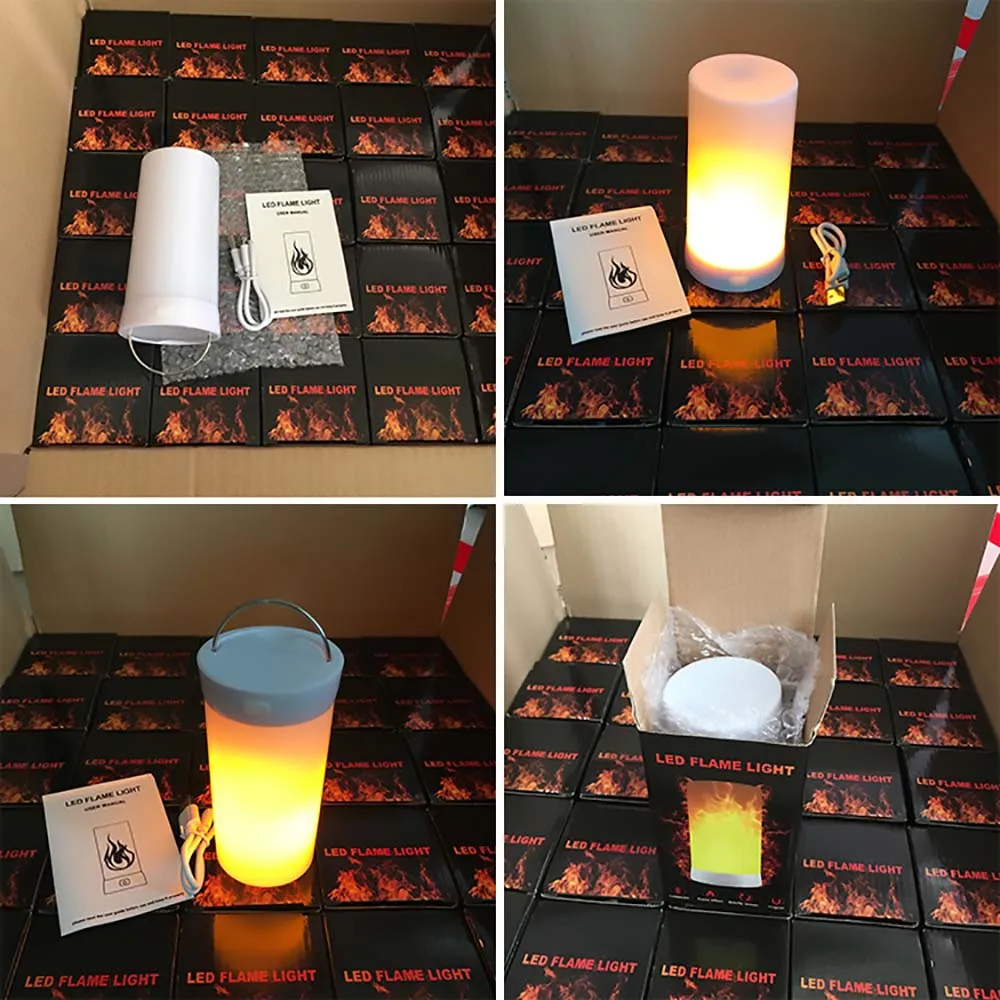 LED Flame Effect Lamp USB Portable Remote Control Night Light Emulation Fire Flickering Lamp Atmosphere Decoration Night Lights 4