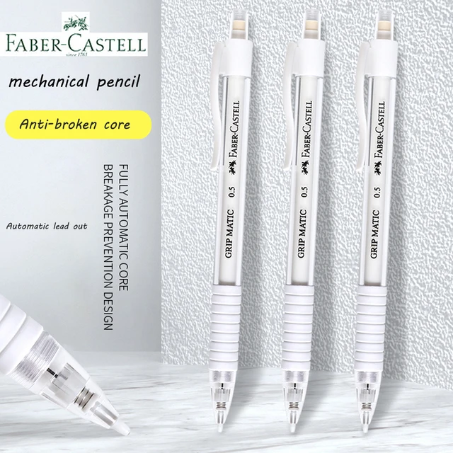 2 Pens 5 Cores Faber-Castell 0.5 Pressureless Mechanical pencil, White  Transparent With Automatic Core 1338 Anti-folding Core - AliExpress
