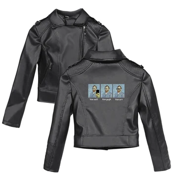 

Famous painting jackets Leather Women New Fashion Jacket Color Zipper Outerwear jacket New 2019 Winter And Autumn Coat