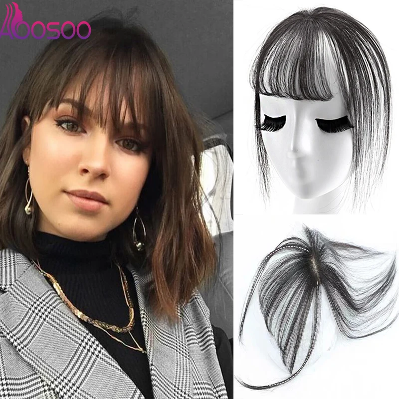 

3D Bangs Invisible Seamless BANGS Female Short Fake Hair Bangs GIRLS Women BB Clip Hair Pieces synthetic bangs for white
