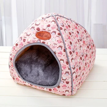 

Cat Bed Winter House For Cats Warm Bed For Small Dogs Foldable Puppy Kennel Cute Cat Panier With Matress Cat House Drop Shipping