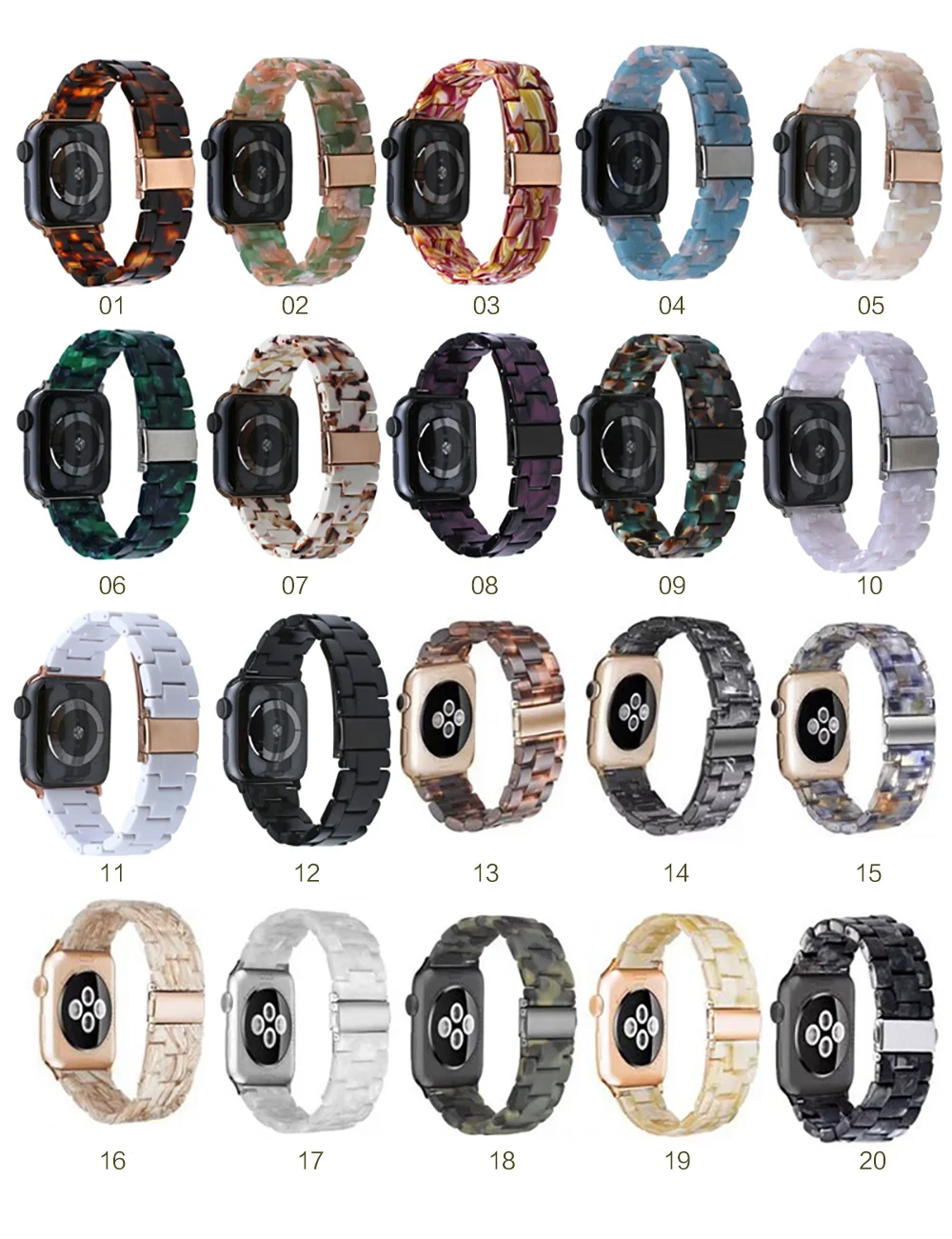 Ювелирный Браслет из полимерного материала, черепаховый ремешок для Apple Watch, ремешок 38 мм, 40 мм, 42 мм, 44 мм для Apple iWatch, ремешок серии 2, 3, 4, 5